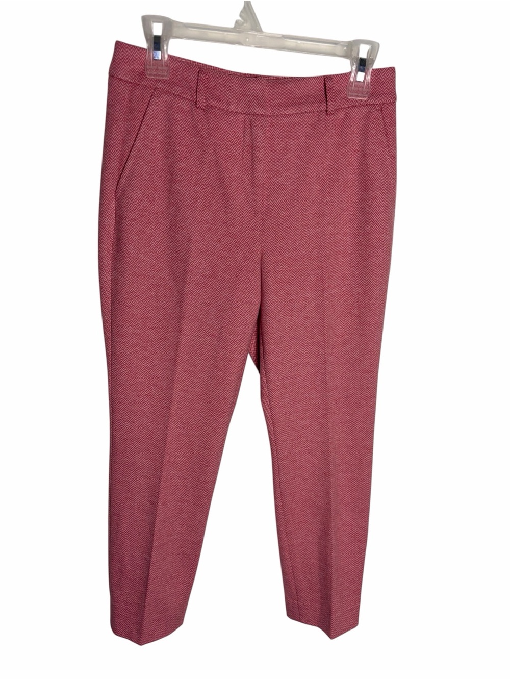 NWT WHBM faded rose/ ecru combo herringbone slim ankle pants pockets size 2S